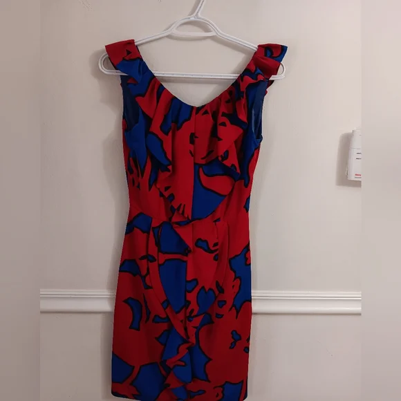 Elegant Red and Blue Floral Dress moschino - Picture 2 of 4